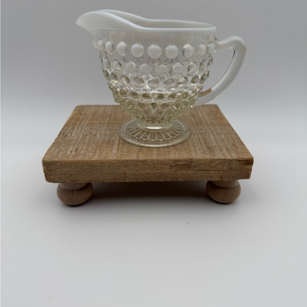 Vintage Anchor Hocking Glass Creamer with Hobnail Opalescent‎ Design